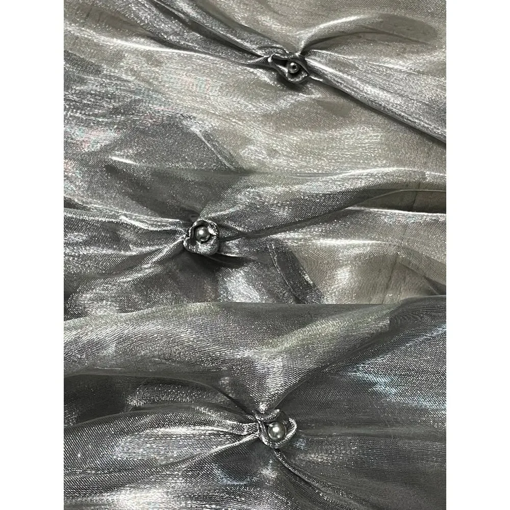 Metallic Silver Floral Button Frock Scarf Wrap 70